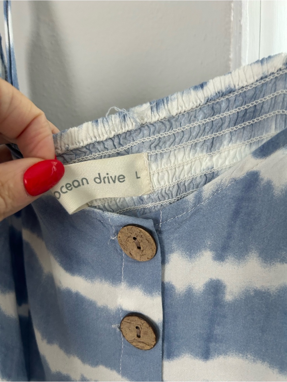 Ocean Drive Blue Tie-Dye Button-Front Dress or Swim Cover Up - Picture 5 of 6
